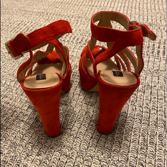 Zara Red Suede Platform Heels - Picture 5 of 7
